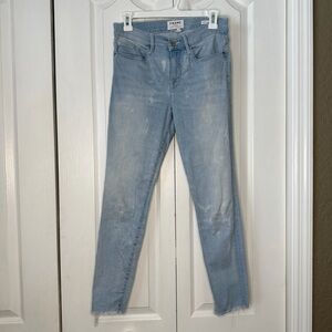 Frame Le Skinny de Jeanne Crop Denim Sky Blue Ankle Jeans 28